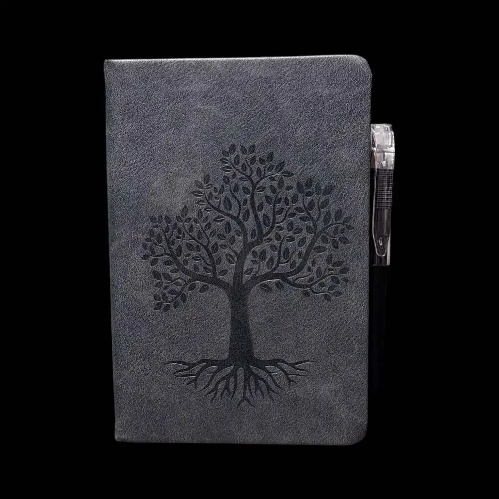 Charcoal Gray Tree of Life Embossed Small Hardcover Lined Journal with Pen
